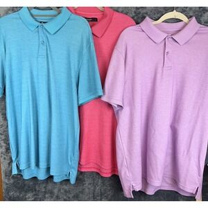 Members Mark Bundle (3) Polo Golf Shirts Mens L Coral, purple & Blue  Pullover